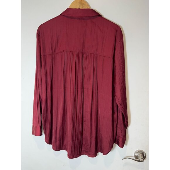 NWT Anthropologie Relaxed Button Down Shirt Wine Womens L Large - Picture 10 of 13